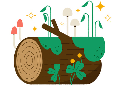 ✨🌱Let’s Grow! 🌱✨ art cute design digital digital illustration drawing illustration log moss mushroom nature robin sheldon