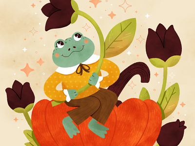 ✨🌷Tulip🌷✨ autumn cute design digital digital illustration fairy tale fall frog illustration peachtober peachtober21 robin sheldon storybook