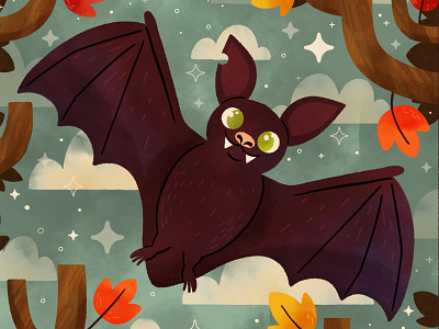 🦇☁️Cloud☁️🦇 bat character cute design digital digital illustration fall illustration robin sheldon storybook