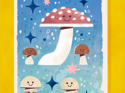 ✨🍄🌟✨ character cute design digital illustration gouache illustration mixed media mushroom mushroom illustration robin sheldon