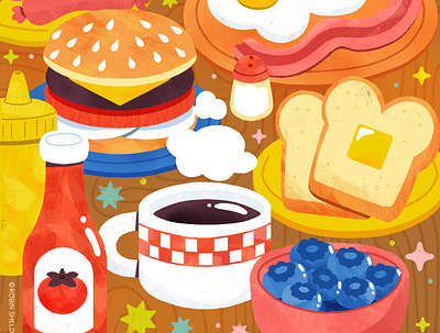 ✨🍔🍳🍽✨ cute design digital digital illustration diner drawing food food illustration illustration robin sheldon