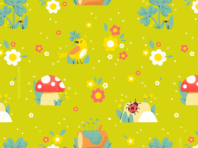 🍃🌸Spring Pattern🌼🌿 cute design digital digital illustration illustrated pattern illustration pattern robin sheldon spring