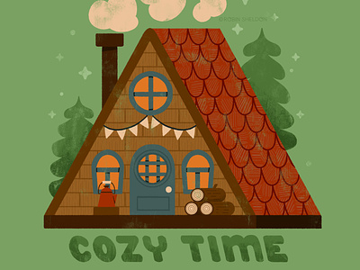🪵🍂🧺☕️ Cozy time. 🪵🍂🧺☕️ autumn cabin cabincore cabinlife cottage cottagecore cozy cozylife cute design digital digital illustration fall house illustration robin sheldon