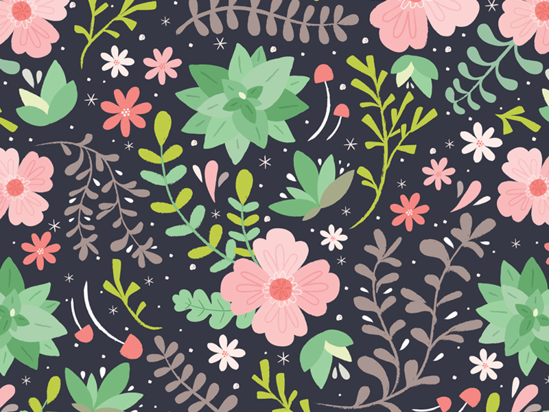 Succulent Floral Pattern by Robin Sheldon on Dribbble