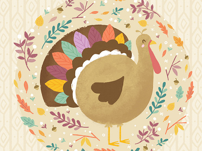 Thanksgiving Turkey bird design floral holiday illustration leaf leaves thanksgiving turkey