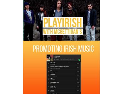Playirish with McGettigan's WIP graphic design music web design