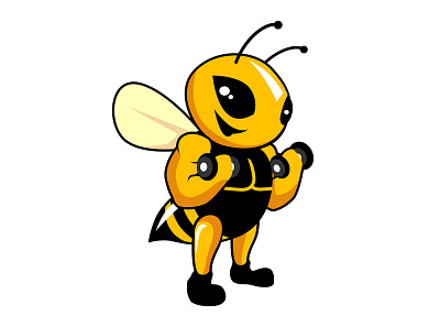 Illustration Design - Bee Fitness cartoon illustration logo mascot