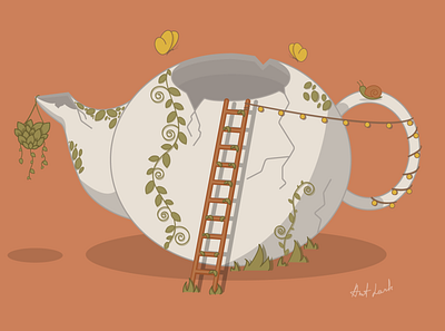 Illustration woods teapot design graphic design illustration vector
