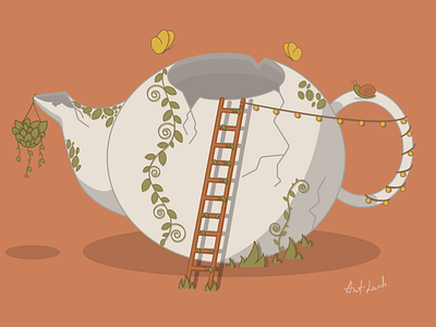 Illustration woods teapot design graphic design illustration vector