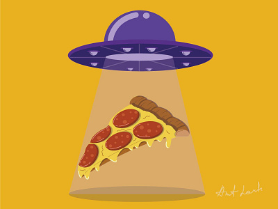 Pizza and UFO illustration design food illustration illustrator pizza ufo vector