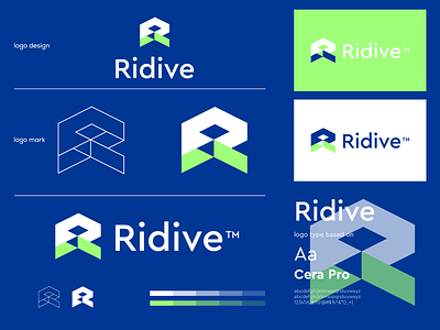 Ridive logo branding 2d 3d abstract logo app branding creative design digital agency icon illustration logo minimal modern r letter ui vector