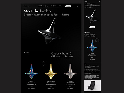 Landing page for infinite spinning top design figma landing page ui ui ux web design