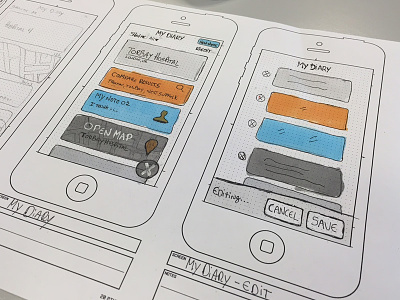 Card-based interface app card ia interface iphone map mobile sketch ux wireframe