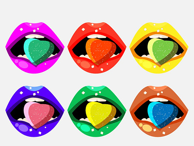 Valentines day sugary sweet pop art lips