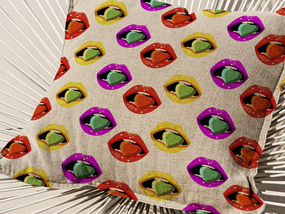 Valentines day sugary sweet pop art lips pattern on a pillow