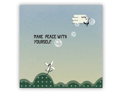 Make Peace With Yourself Poster cute character design graphic design illustration mental health awareness poster poster design typography vector