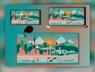 New Zealand car rent website landing page design graphic design illustration landing landing page typography ui ux vector website design