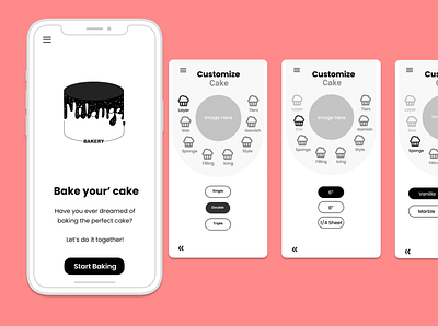 Cake Customization Design Wireframe app design product design ux ux design wireframe