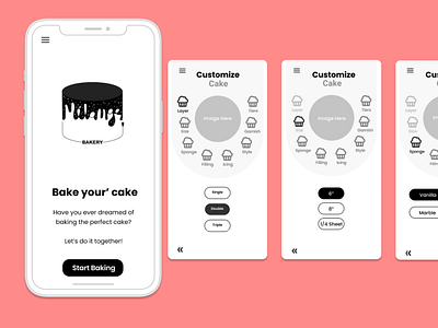 Cake Customization Design Wireframe