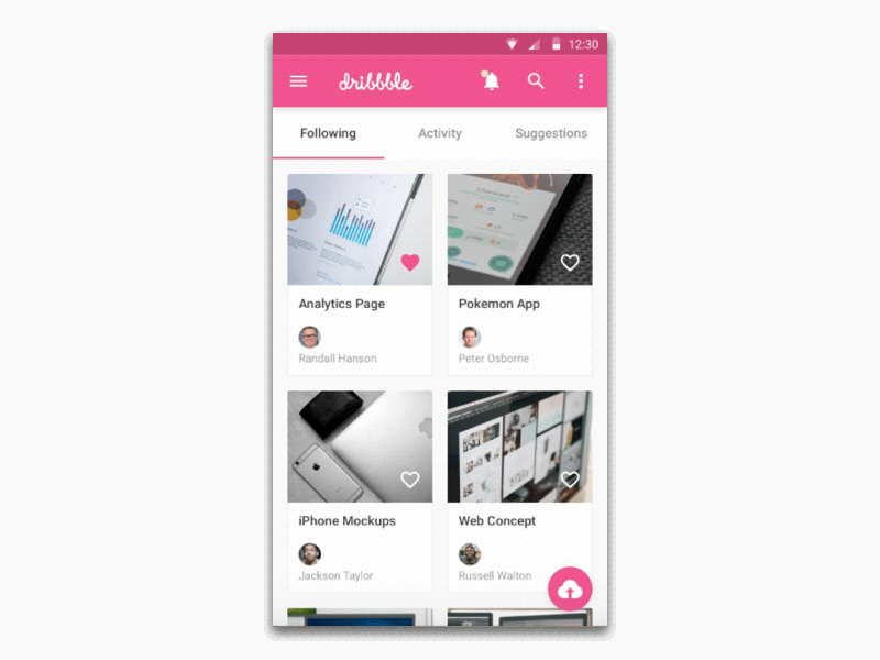 Dribbble Material App Concept animation app concept debut dribbble feed gif home illustration invite ui ux