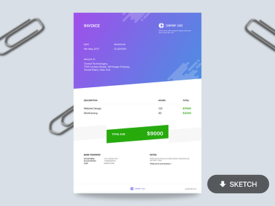 Invoice - Free Template billing download freebie invoice mockup sketch template