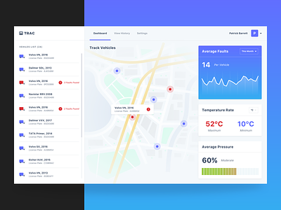 Tracking Dashboard analytic app concept dashboard graph logistics mockup product temperature track transport ui ux vehicle