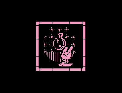 1 Bit Pixel Rabbit with a Clock 1bit design digitalart graphic design illustration logo pixel