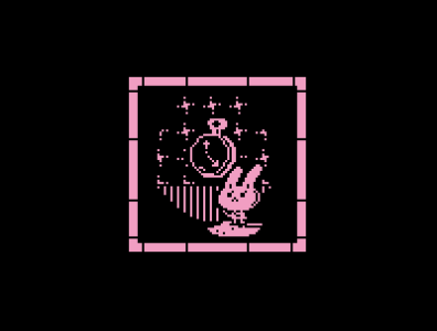 1 Bit Pixel Rabbit with a Clock