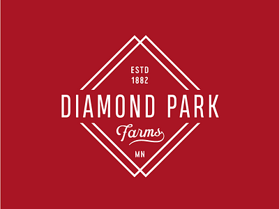 Diamond Park Farms badge baseball diamond farm farming logo minnesota red retro vintage