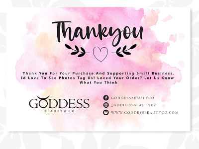 Goddess Beauty & Co - Thank-you Card