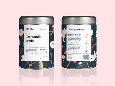 Bigelow Tea bigelow canister flavors floral grid icons illustration packaging pattern tea tin