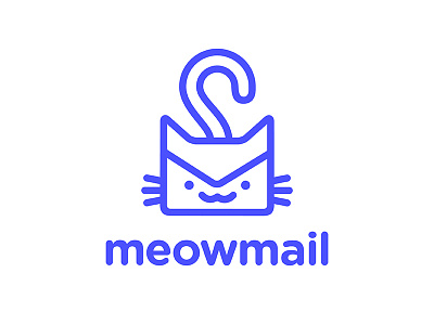 Meowmail Logo cat delivery line logo mail meow rounded subscription