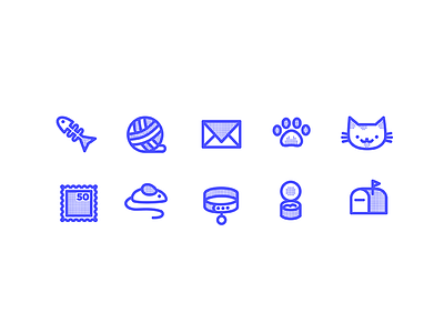 Meowmail Icons cat delivery icons line mail meow paw subscription
