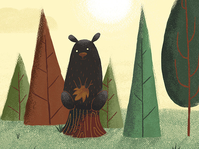 Black Bear bear childrens forest illustration illustrator texture trees woods