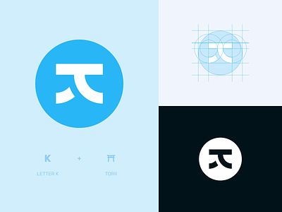 Logo Design: K blue brand brand identity branding graphic design japanese japanese logo japanese torii k letter letter k logo simple logo torii