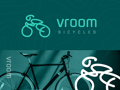 VROOM Bicycles Brand bicycle bicycle brand bicycle logo bike bike logo bluegreen branding dribbble shots logo popular shots teal vroom