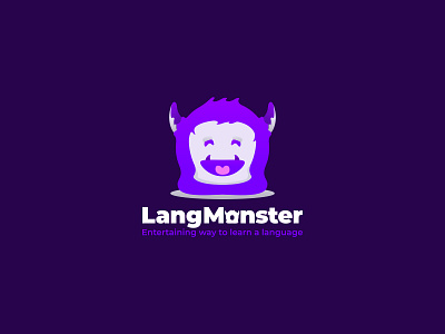 LangMonster animal cute fun happy logo mascot modern monster playful playful logo