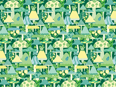 Mushroom Forest Pattern bug design flowers graphic design illustration mushroom pattern repeat