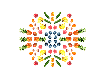 F R U I T collage fruit healthy mandala