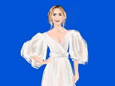 Illustration of Emily Blunt (Mary Poppins premiere) fashion illustration fashion illustrator hand drawn illustration portrait procreate app