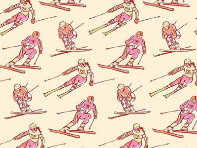 Skiers fabric design hand drawn illustration olympic pattern photoshop skiing sports surface design winter winter sports