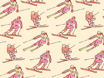 Skiers olympic fabric design surface design pattern photoshop sports winter winter sports hand drawn illustration skiing