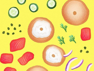 Lox and Bagel Illustration hand drawn food drawing drawing design food app lox breakfast food and beverage food and drink atlanta designer restaurant restaurant branding bagel procreate illustration atlanta editorial illustration food illustration food art