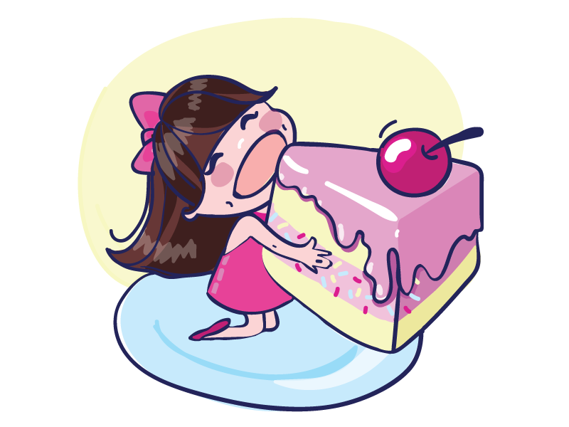 I Like Cakes glutton girl hunger cake viber stickers sticker pack messenger illustration glamour russia