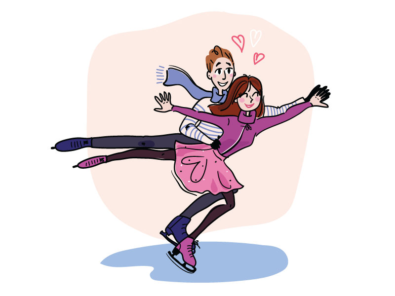 Skating Lovers ice rink skating pair lovers valentines illustration glamour russia
