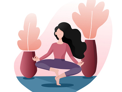 Yoga girl girl home yoga illustration vector yoga pose