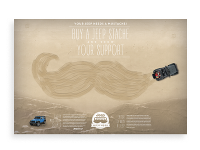 Jeep Movember poster concept art direction beard concept graphic design jeep movember mustache offload poster print