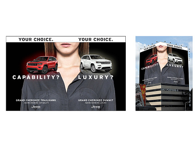 Jeep Grand Cherokee Billboard ad adventure advertising art direction concept graphic design jeep outdoors print