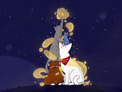 First star animals cat christmas dog fireart fireart studio holidays illustration kitty merry christmas rat xmas