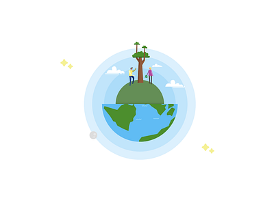 earth 2d character clean cloud earth eco flat green help planet tree world